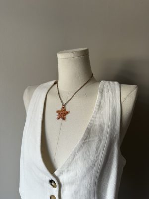 Orange Starfish on Gold Stainless Steel