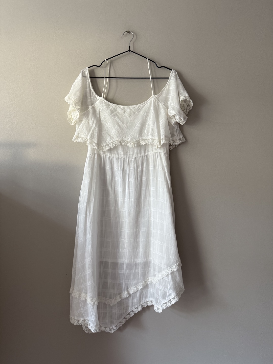 White Old Khaki Cotton Dress (M)
