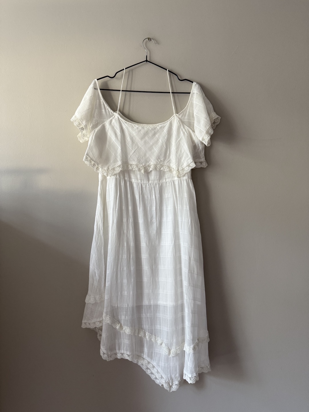 White Old Khaki Cotton Dress (M) - Image 6