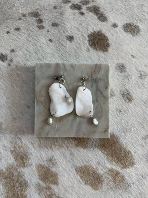 White and Silver Earrings