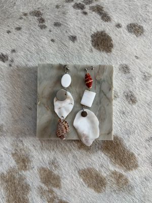 White and Red Shell Earrings