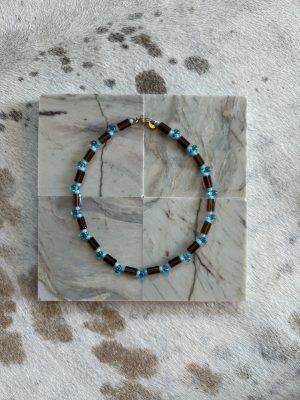 Blue and Brown Glass Necklace