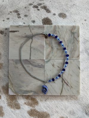 Blue and Stainless Steel Necklace