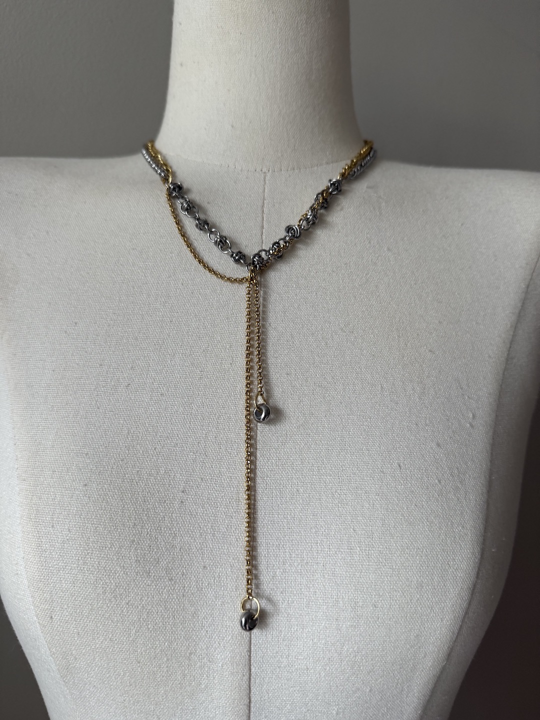 Gold and Silver Chainmail Necklace - Image 5
