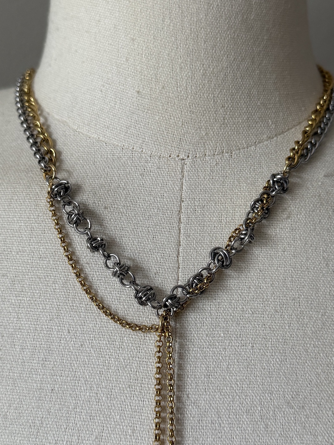Gold and Silver Chainmail Necklace - Image 4