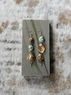 Green and Brown Shell Earrings