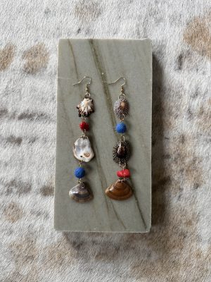 Red and Blue Shell Earrings