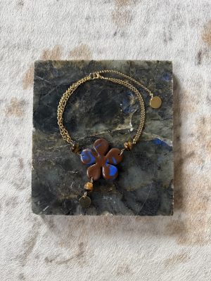 Gold and Brown Flower Necklace