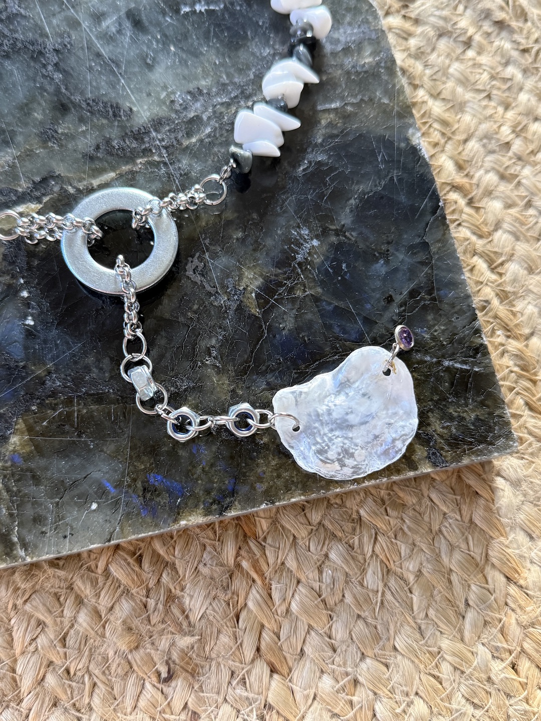 White and Silver Necklace - Image 2