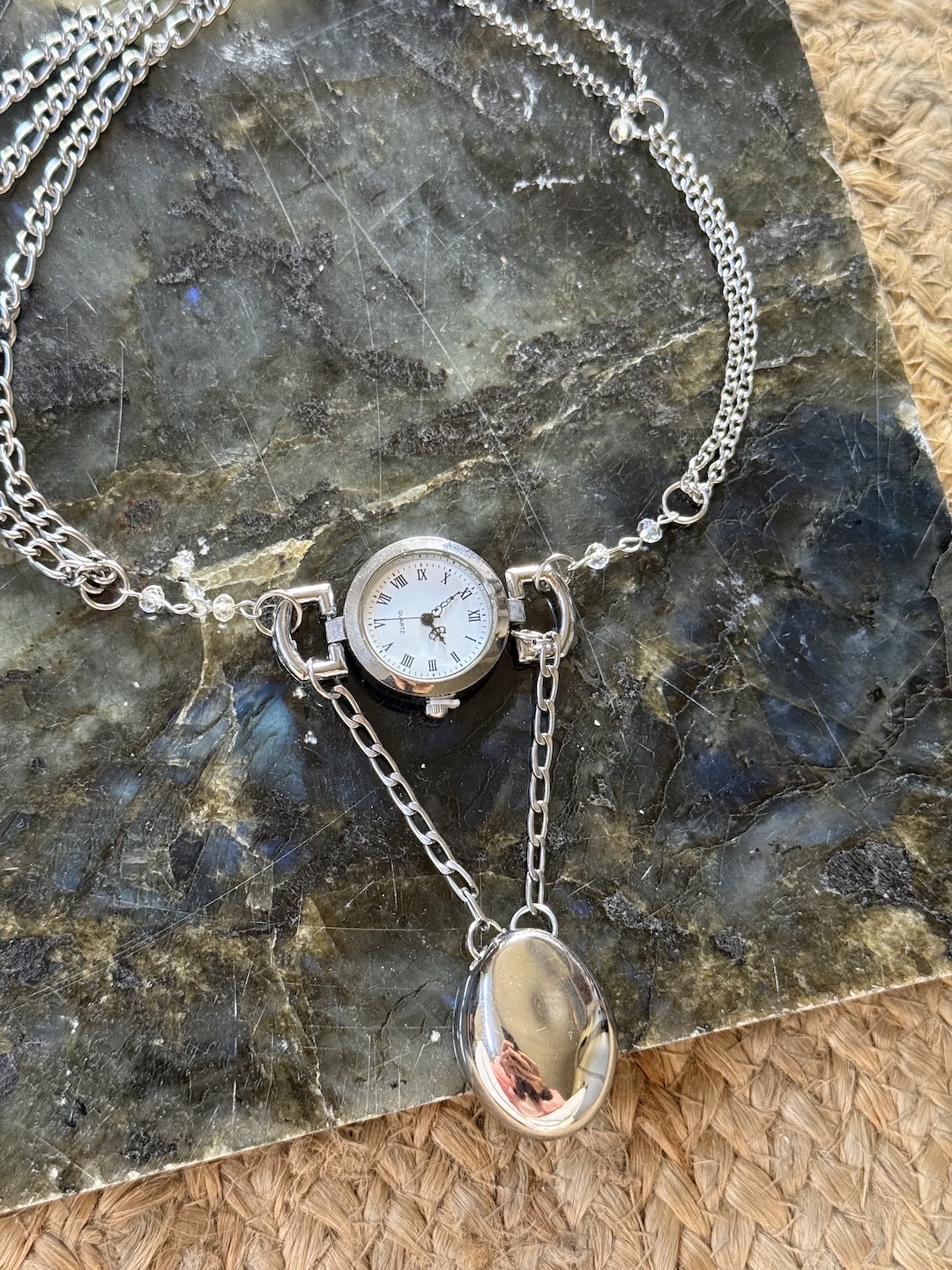 Silver Clock Necklace - Image 2