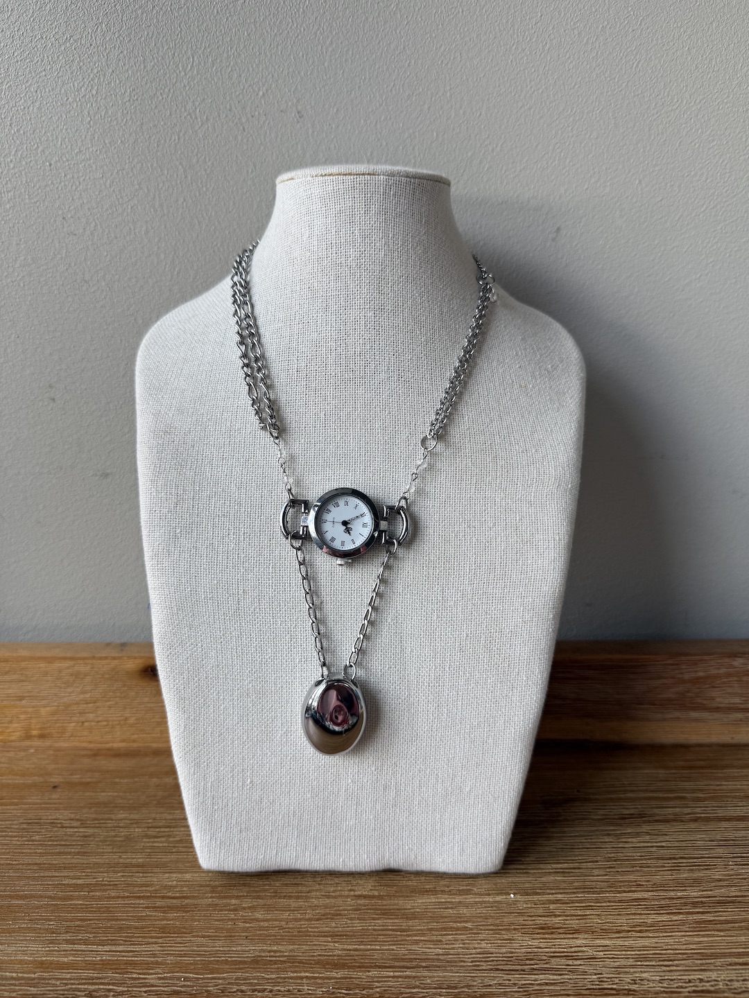 Silver Clock Necklace - Image 3