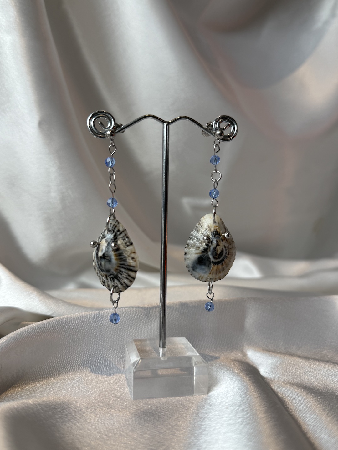 Blue Pierced Shell Earrings - Image 2
