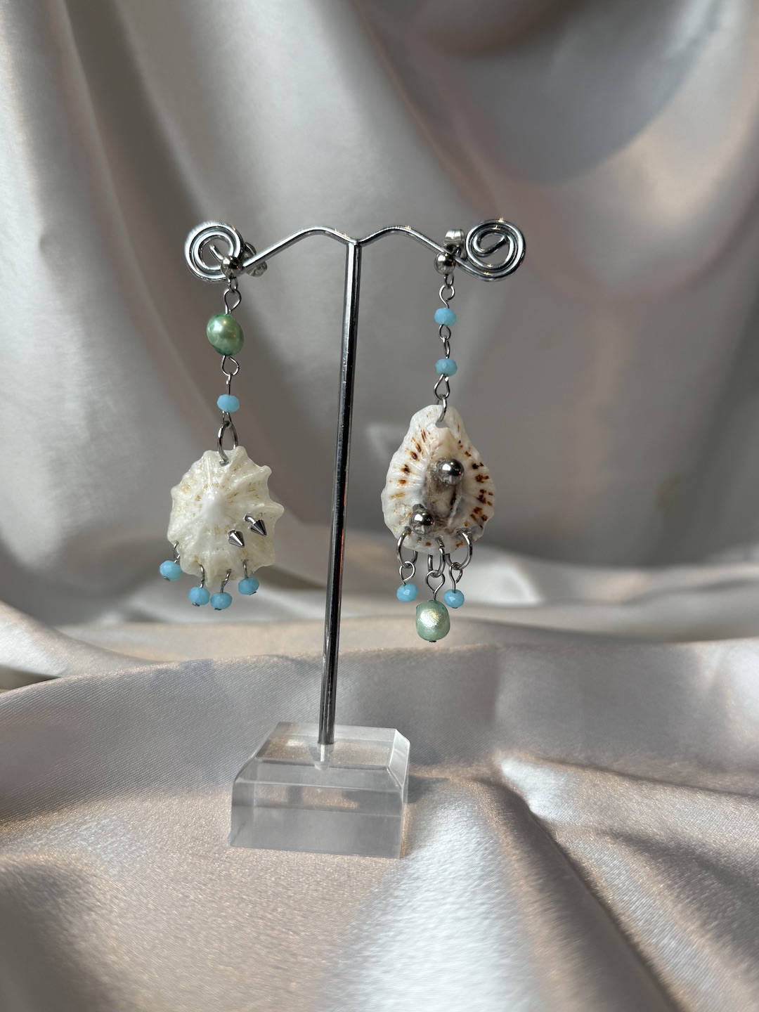 Green and Blue Pierced Earrings - Image 2