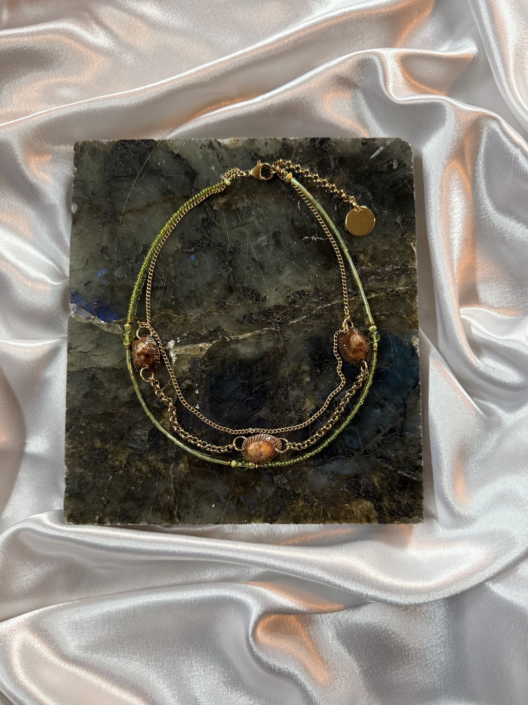 3 in 1 Green and Gold Necklace