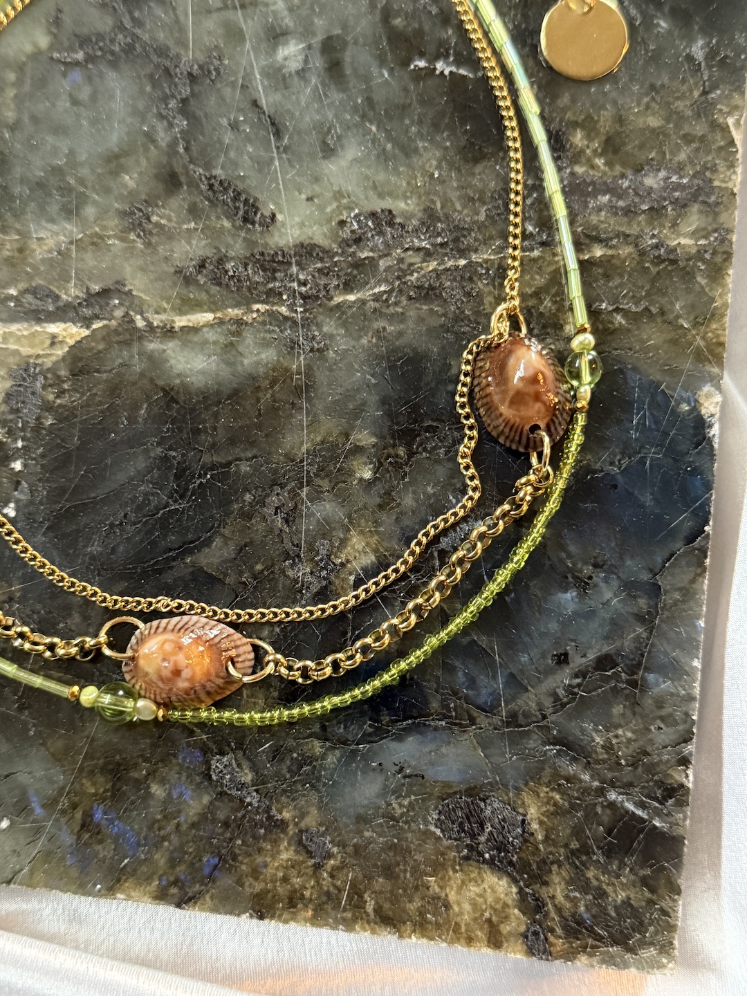 3 in 1 Green and Gold Necklace - Image 3
