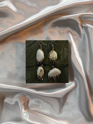 White and Blue Shell Earrings