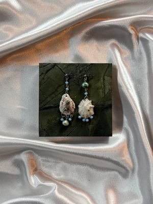 Green and Blue Pierced Earrings