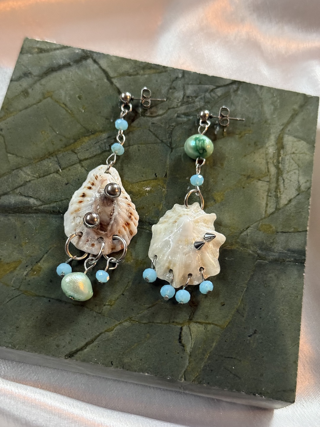 Green and Blue Pierced Earrings - Image 3