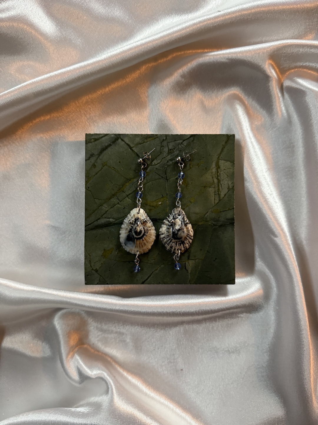 Blue Pierced Shell Earrings