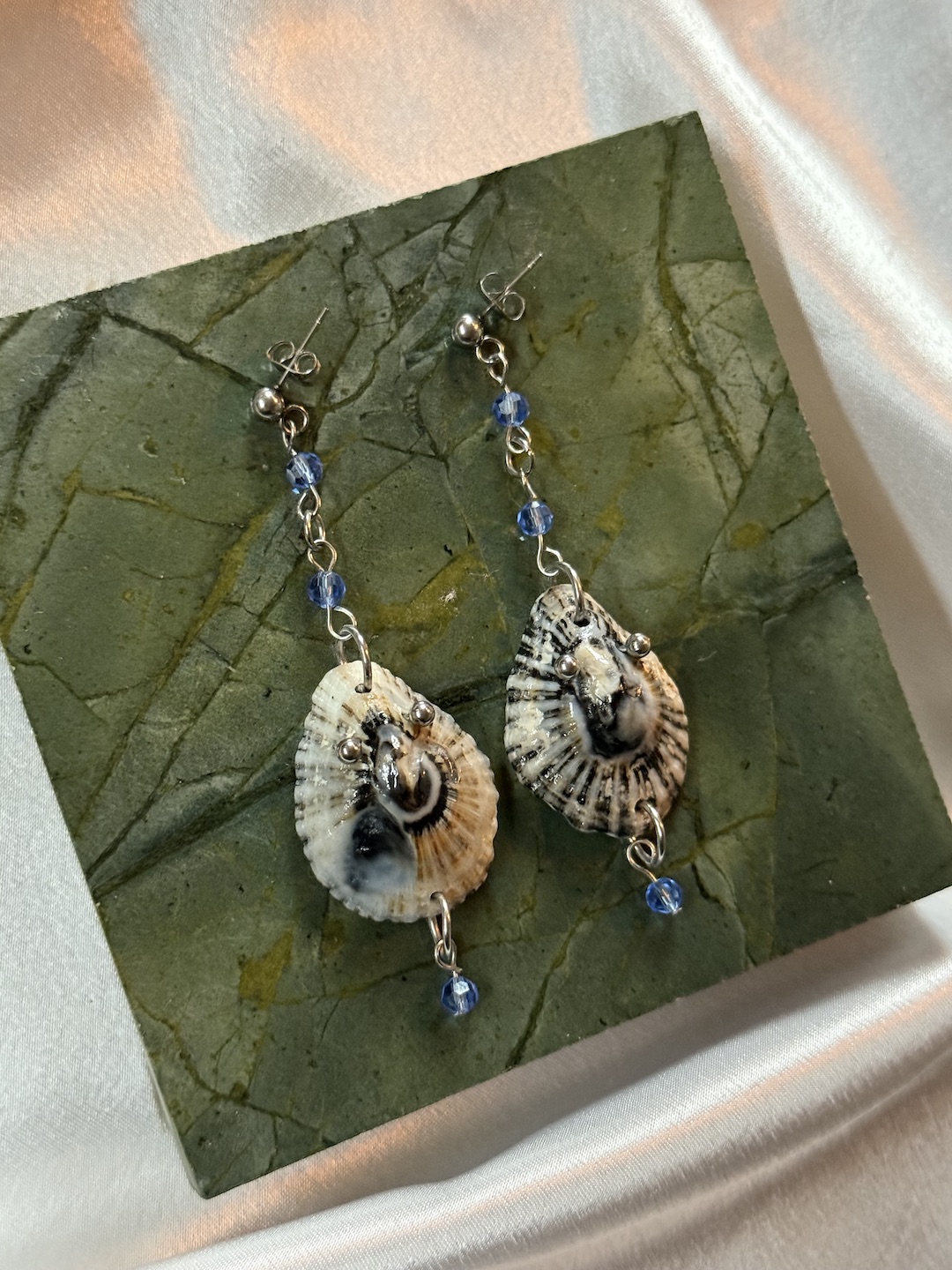 Blue Pierced Shell Earrings - Image 3