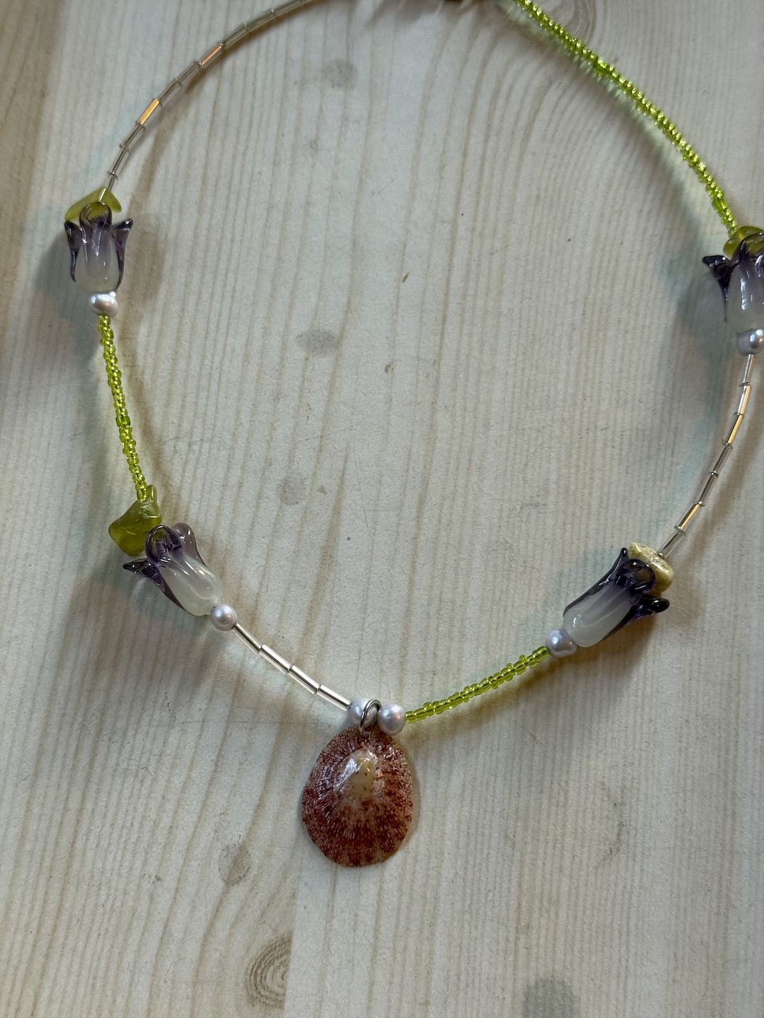Purple and Green Tulip Necklace - Image 3