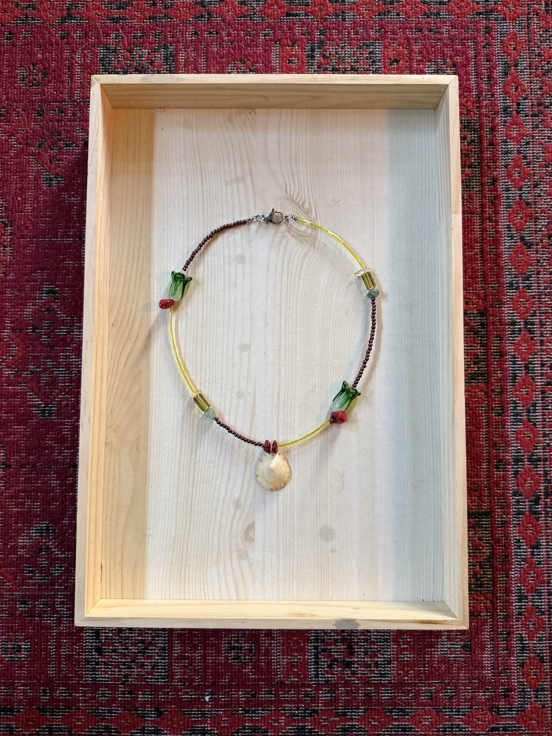 Red and Green Tulip Necklace