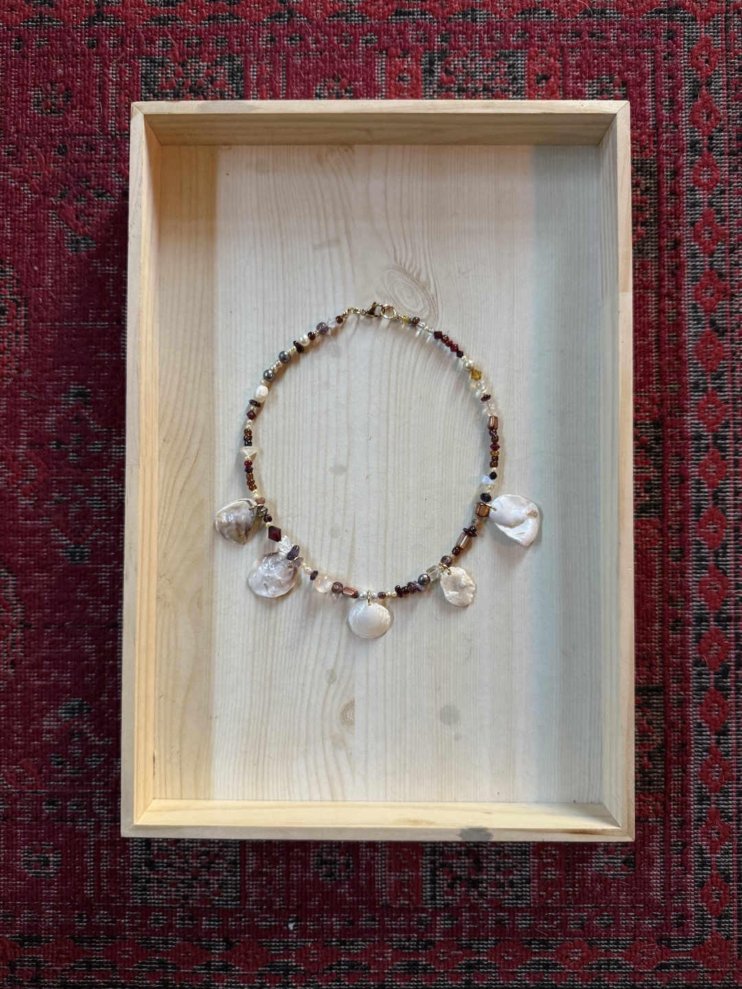 Red and White Shell Necklace