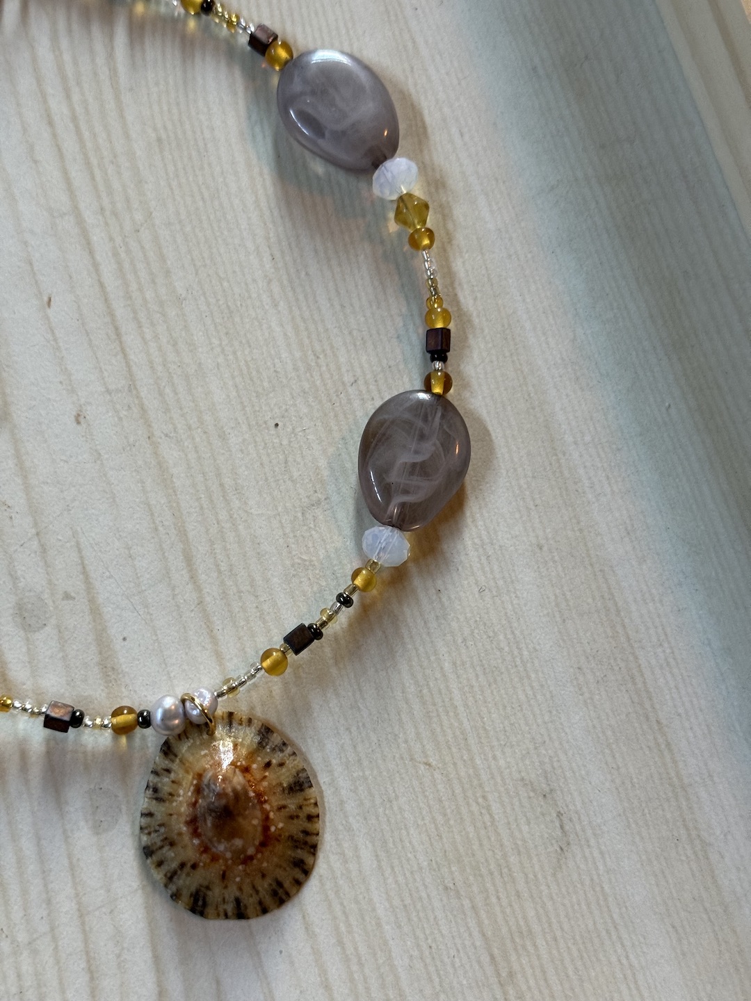 Gold and Grey Shell Necklace - Image 3
