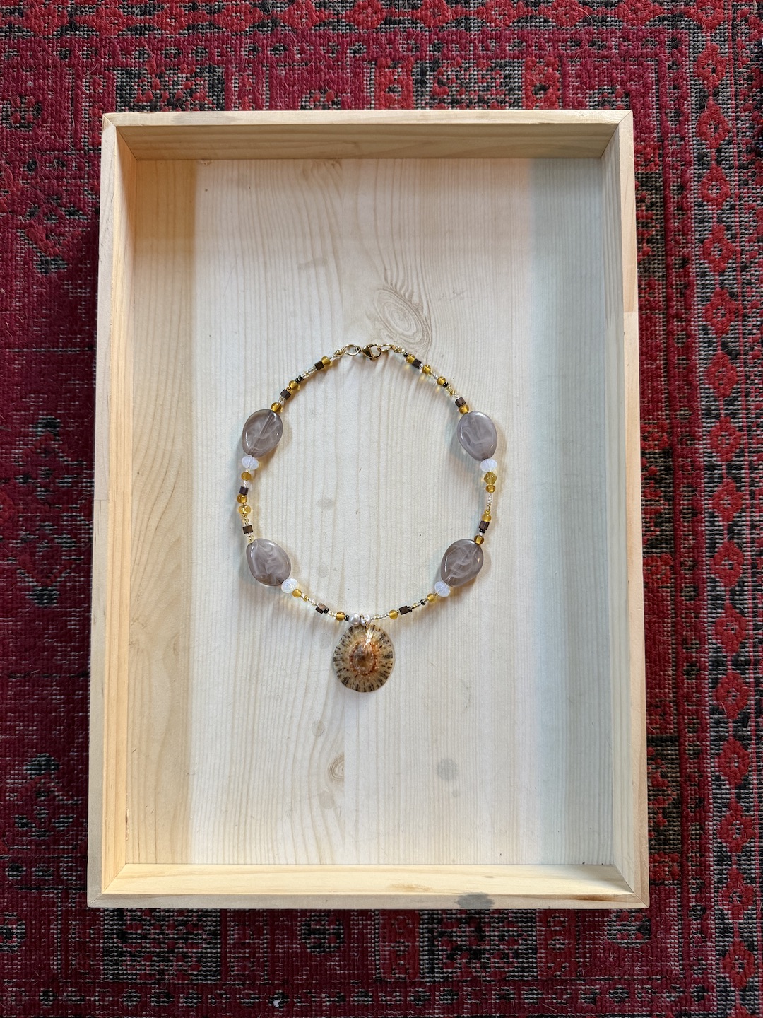 Gold and Grey Shell Necklace