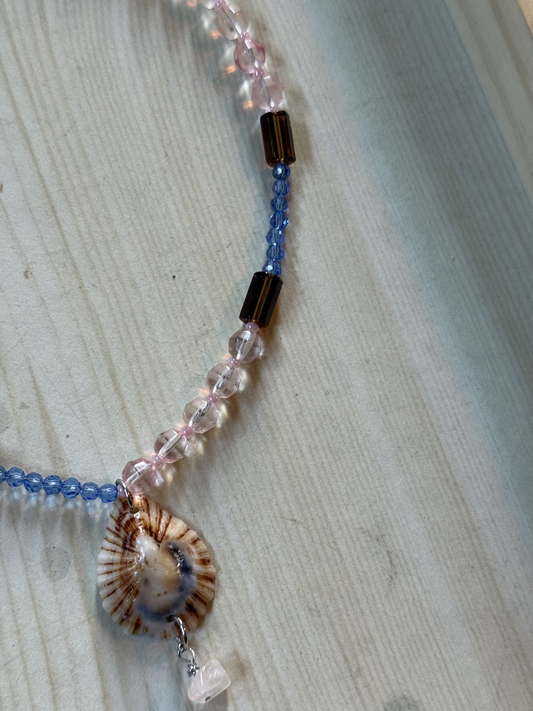 Pink and Blue Shell Necklace - Image 3