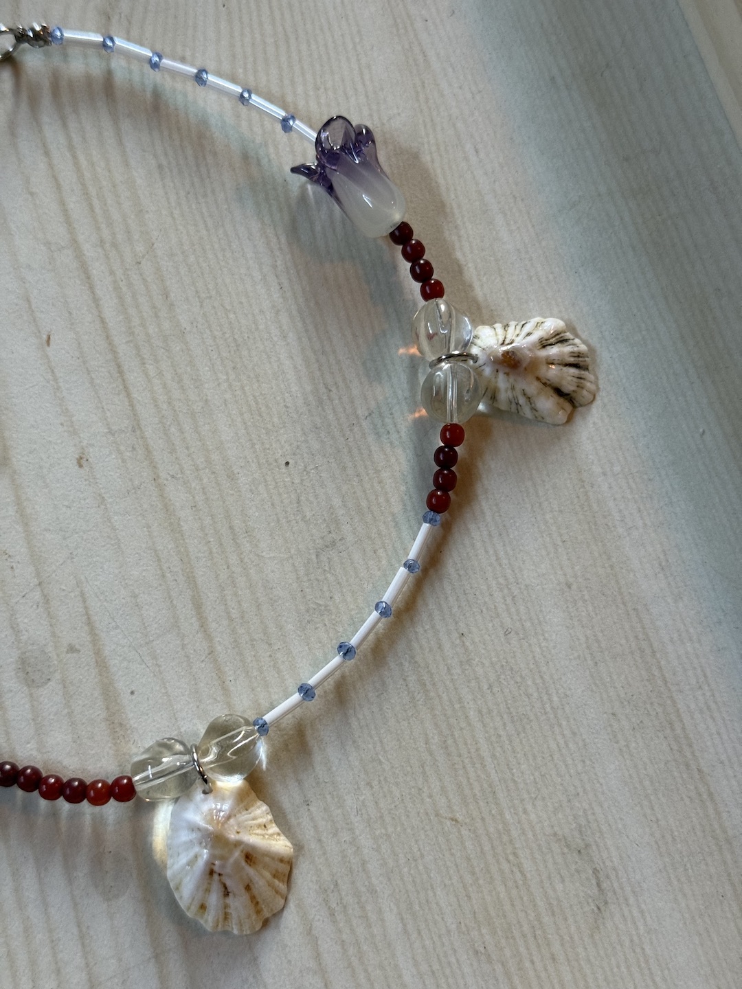 Purple Tulip and Shell Necklace - Image 3