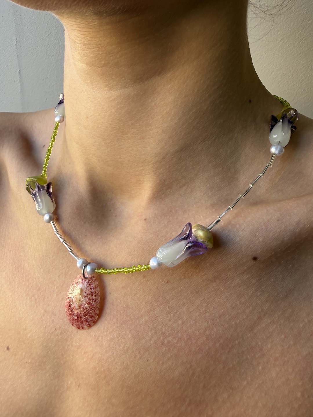 Purple and Green Tulip Necklace - Image 2