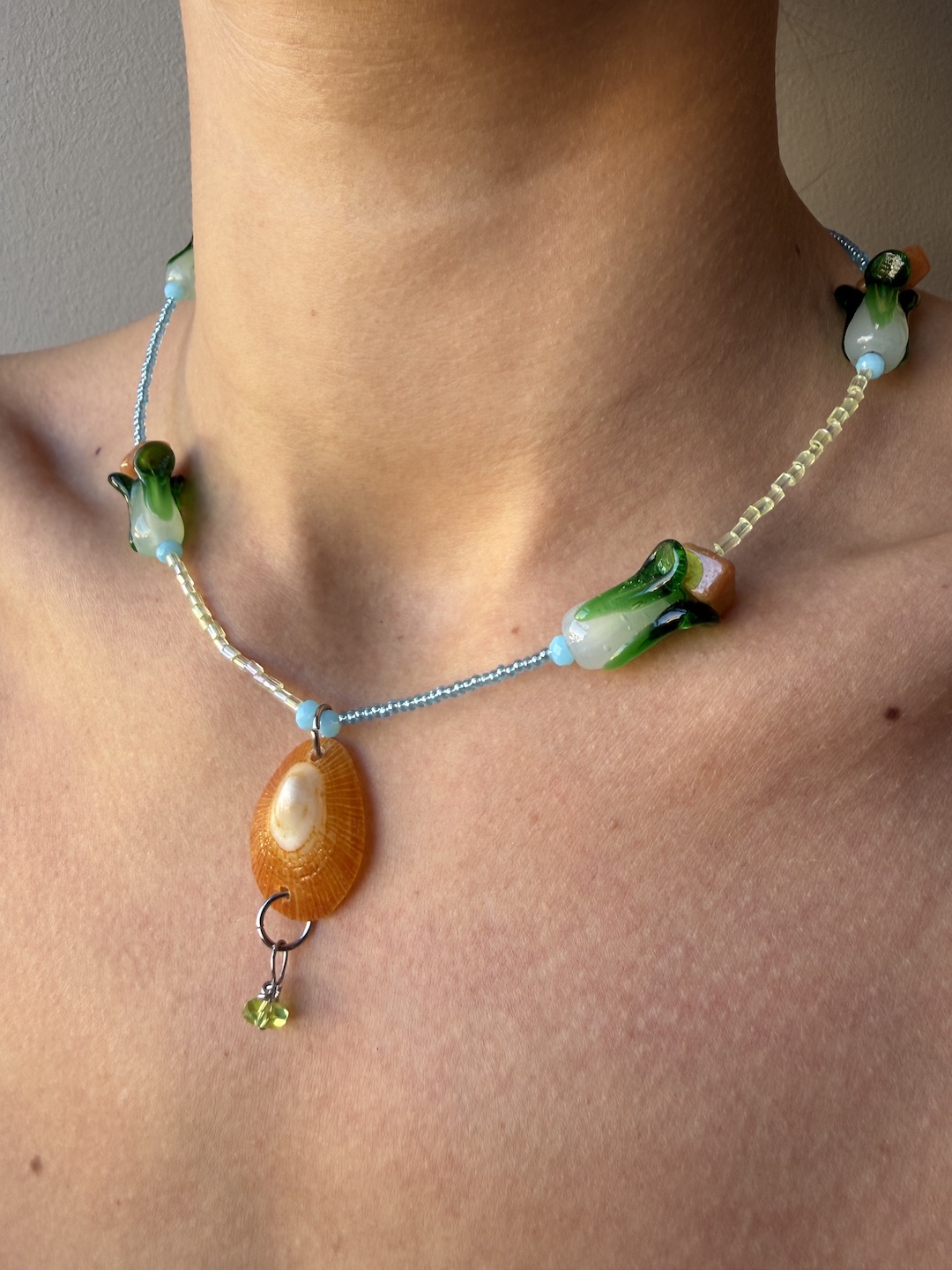 Green and Blue Tulip Necklace - Image 2