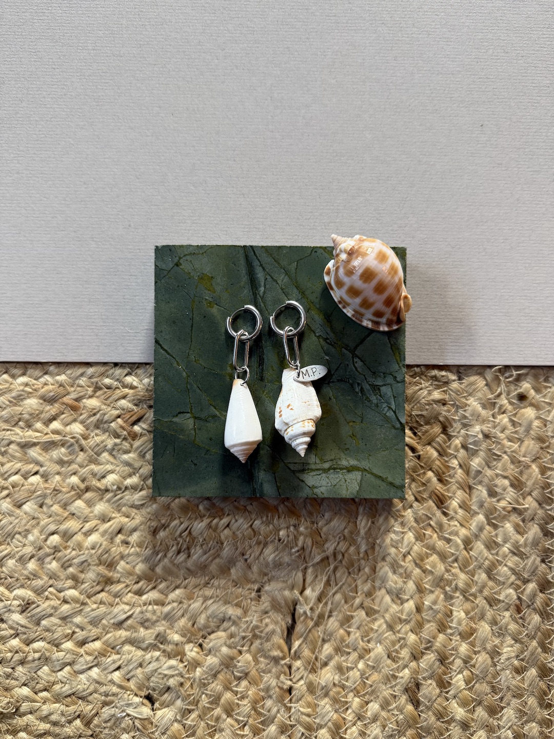 Silver and White Shell Earrings