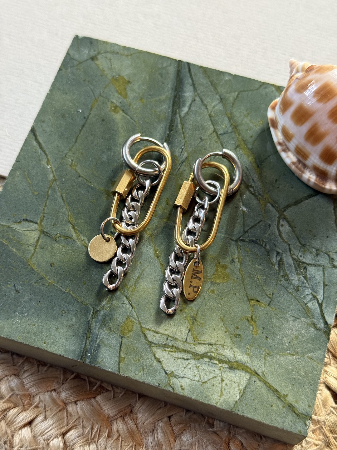 Gold and Silver Stainless Steel Earrings - Image 2