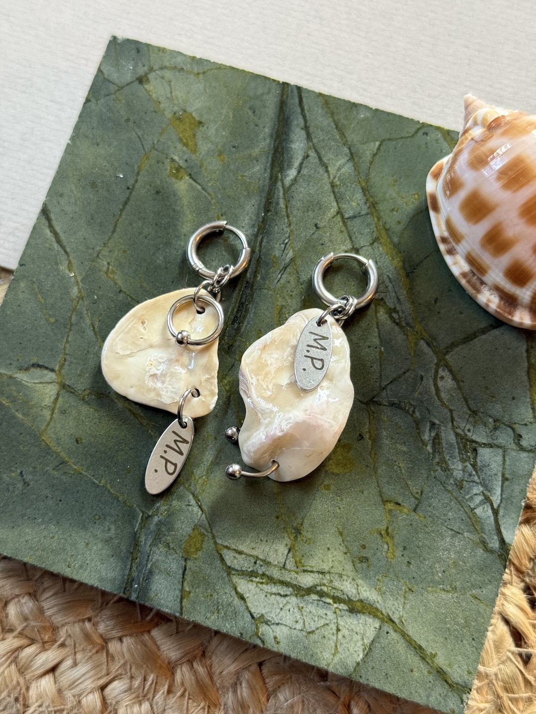 Silver Pierced Shell Earrings - Image 2