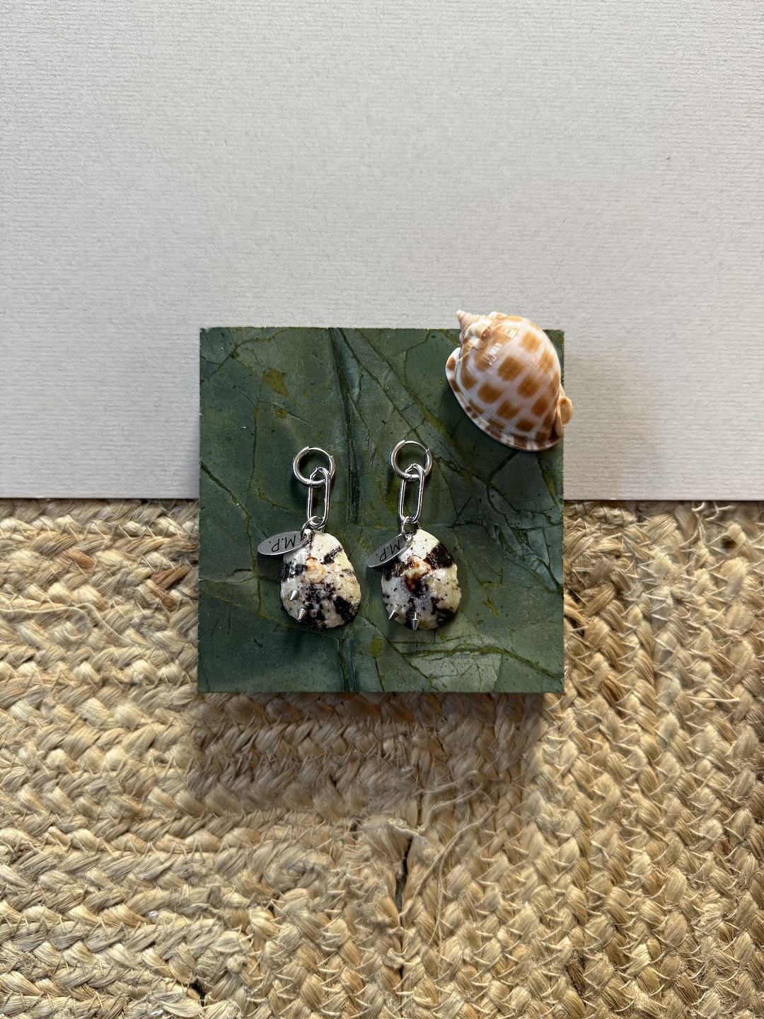 Silver Spike Shell Earrings