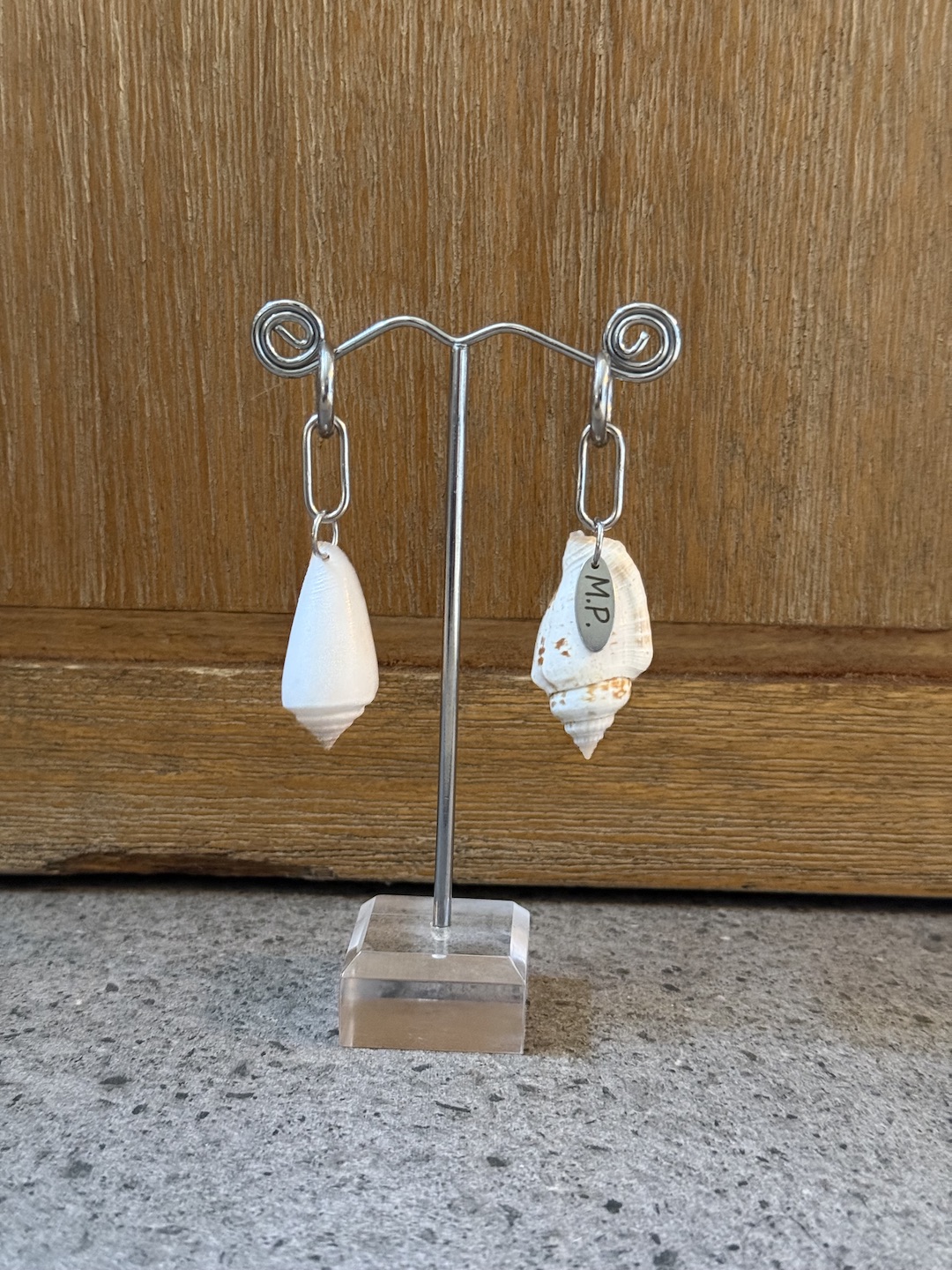 Silver and White Shell Earrings - Image 3