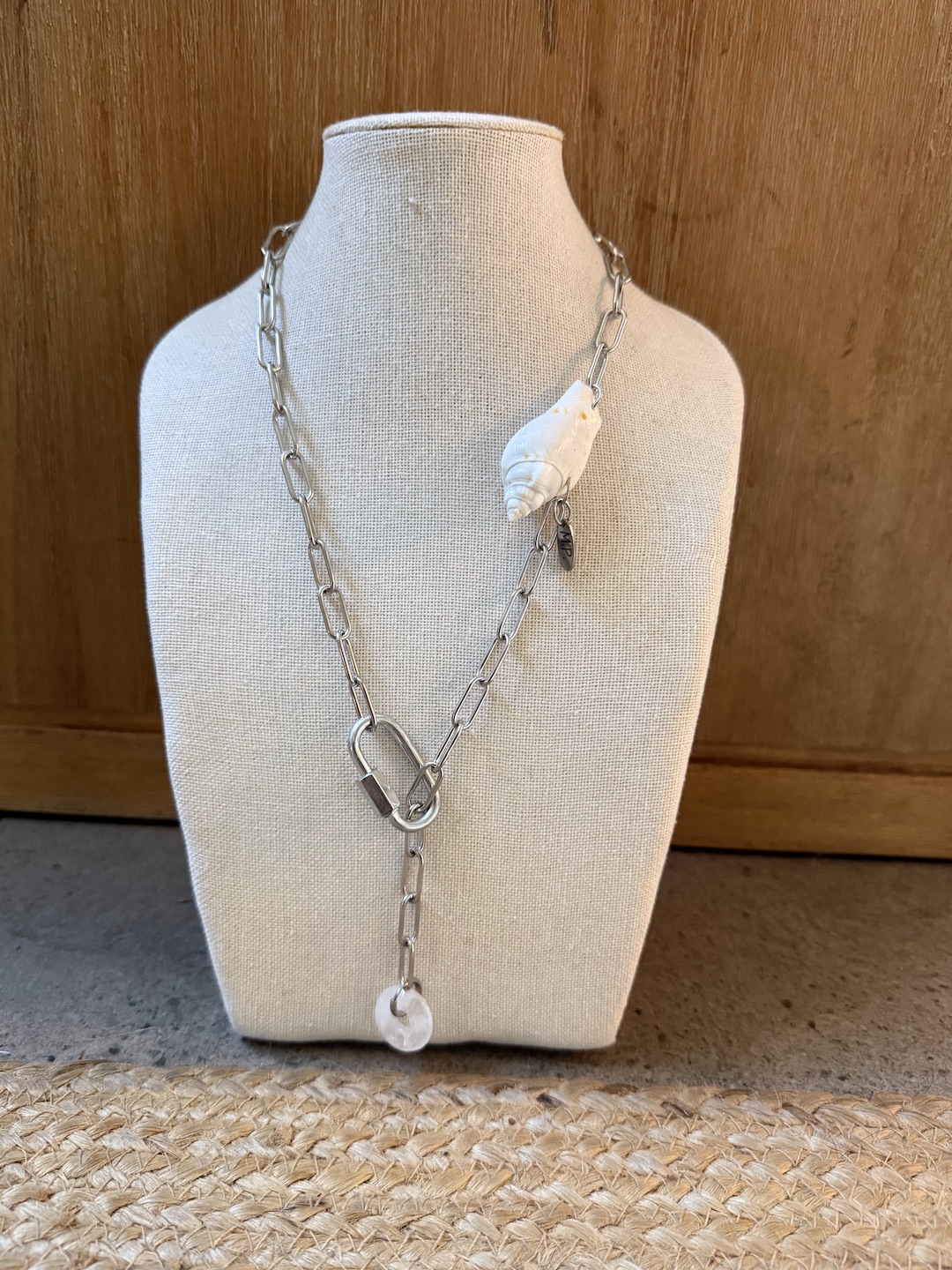 Silver Shell and Quartz Necklace - Image 3