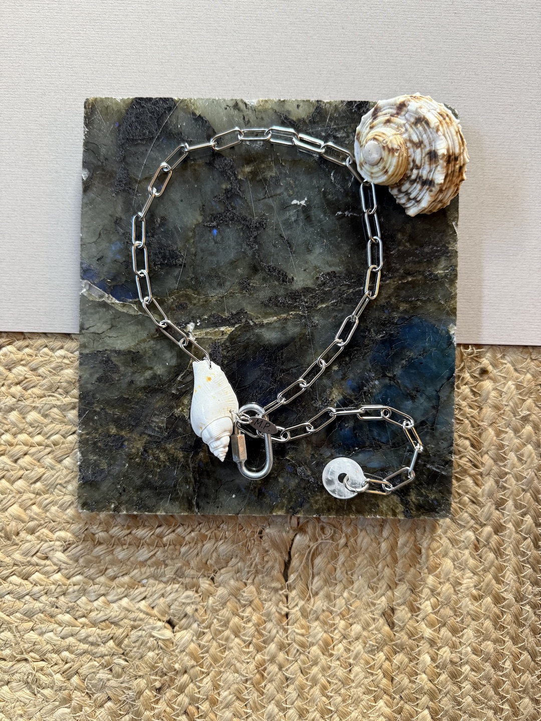 Silver Shell and Quartz Necklace