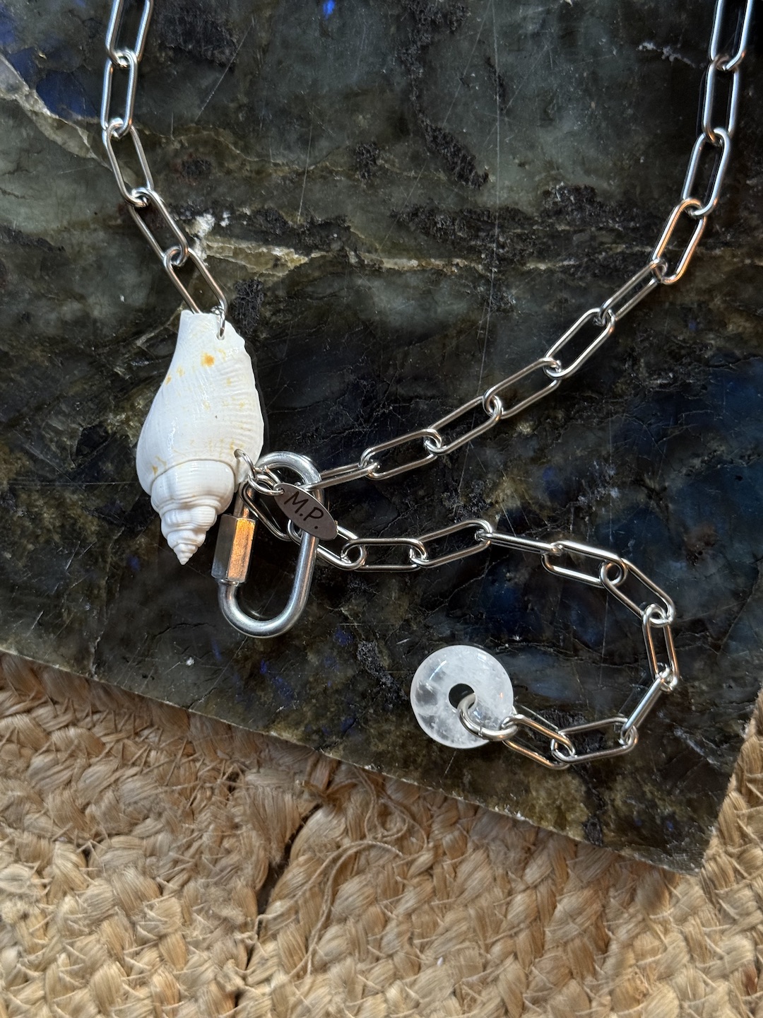 Silver Shell and Quartz Necklace - Image 2