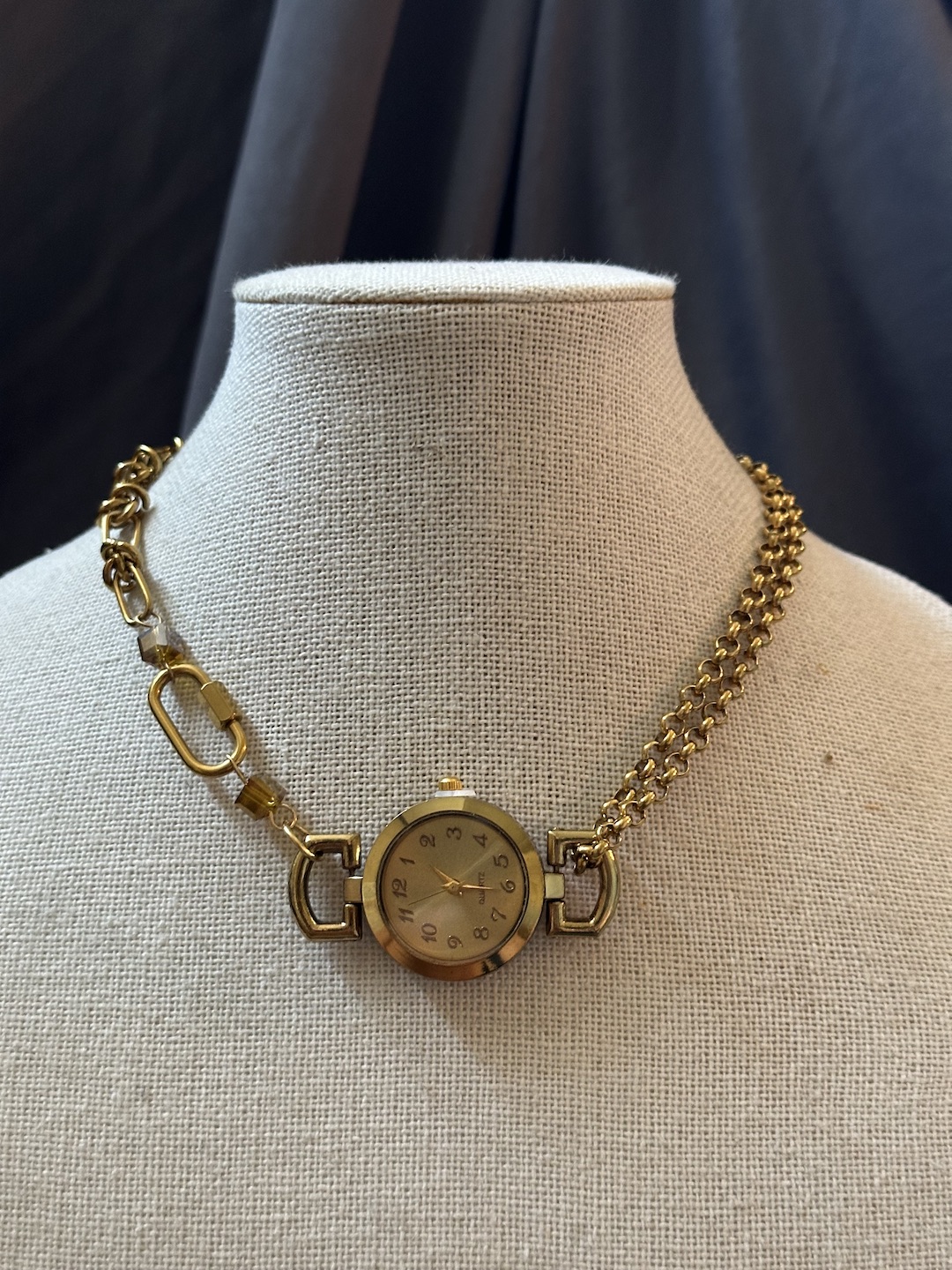 Gold Clock and Chinese Crystal Necklace - Image 3