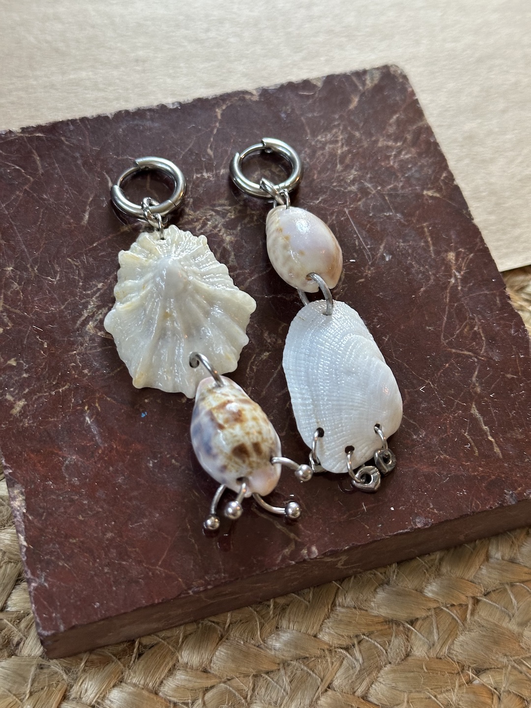 White Shell Peirced Earrings - Image 2