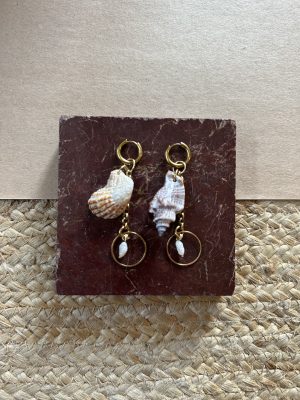 Mix Shell and Freshwater Pearl Earrings