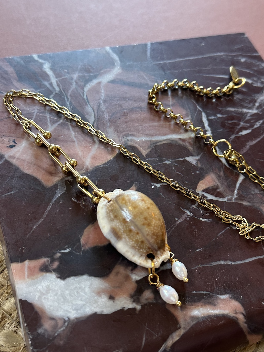Gold Cowrie Necklace - Image 3