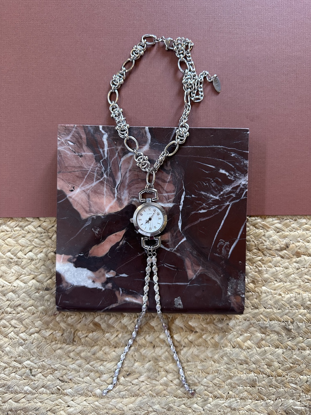 Silver Bolo Watch Necklace