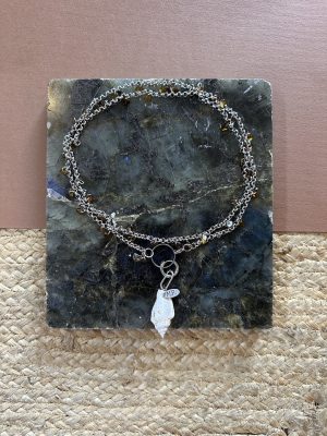 Silver Gemstone Wrap Necklace