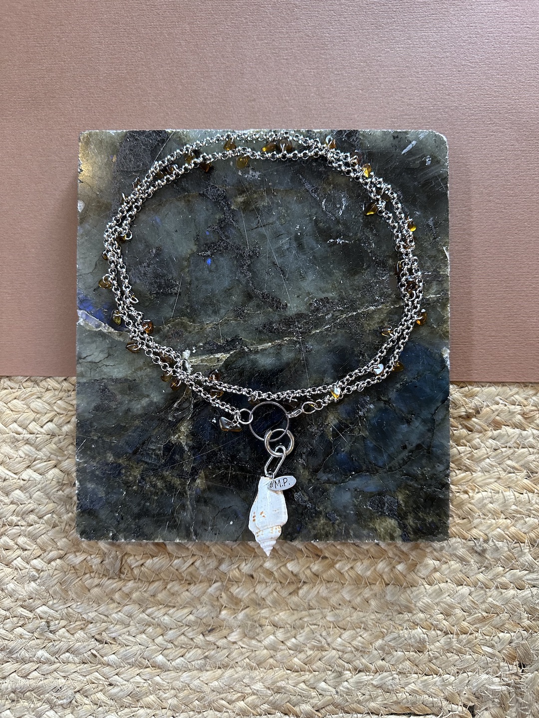 Silver Gemstone Wrap Necklace