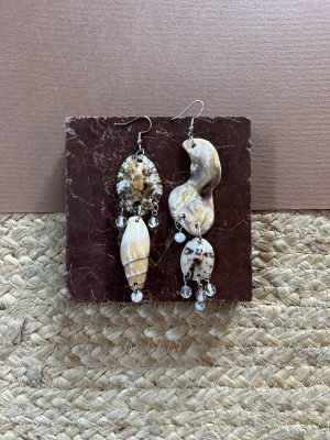 Brown Shell Crystal Earrings