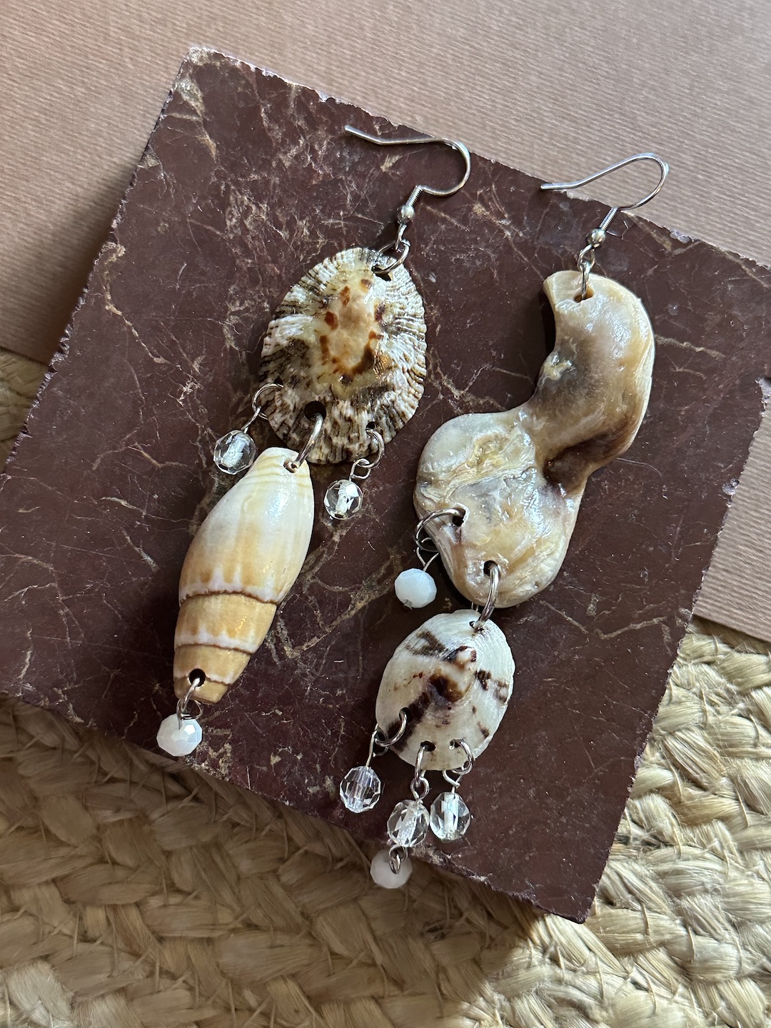 Brown Shell Crystal Earrings - Image 3